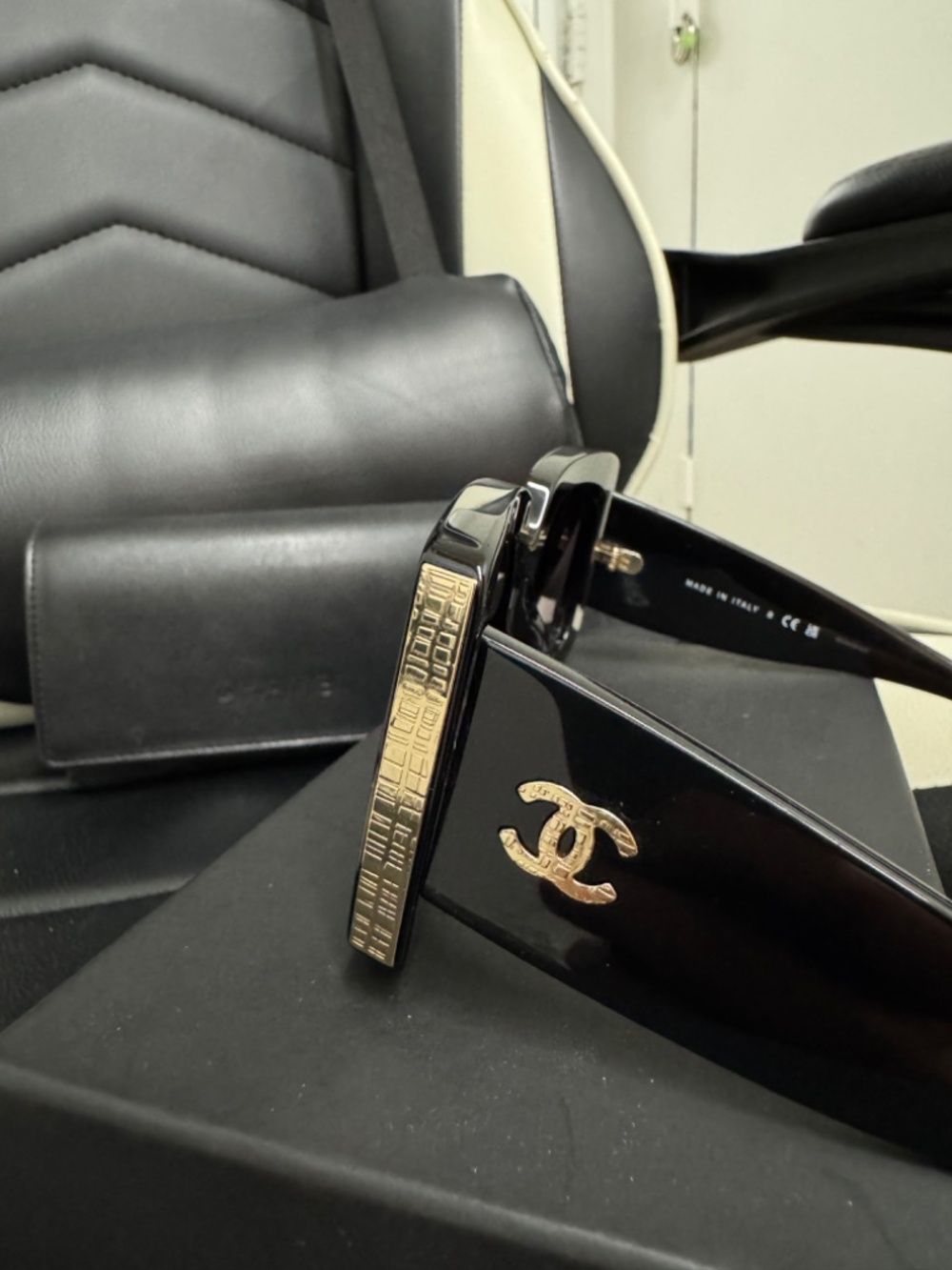 CHANEL 5435-A SQUARE SUNGLASSES BLACK GOLD OMBRE GRAY LENS - Picture 6 of 10